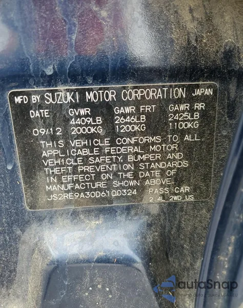 2013 Suzuki Kizashi Se из США, поврежденный, VIN JS2RE9A30D6100324